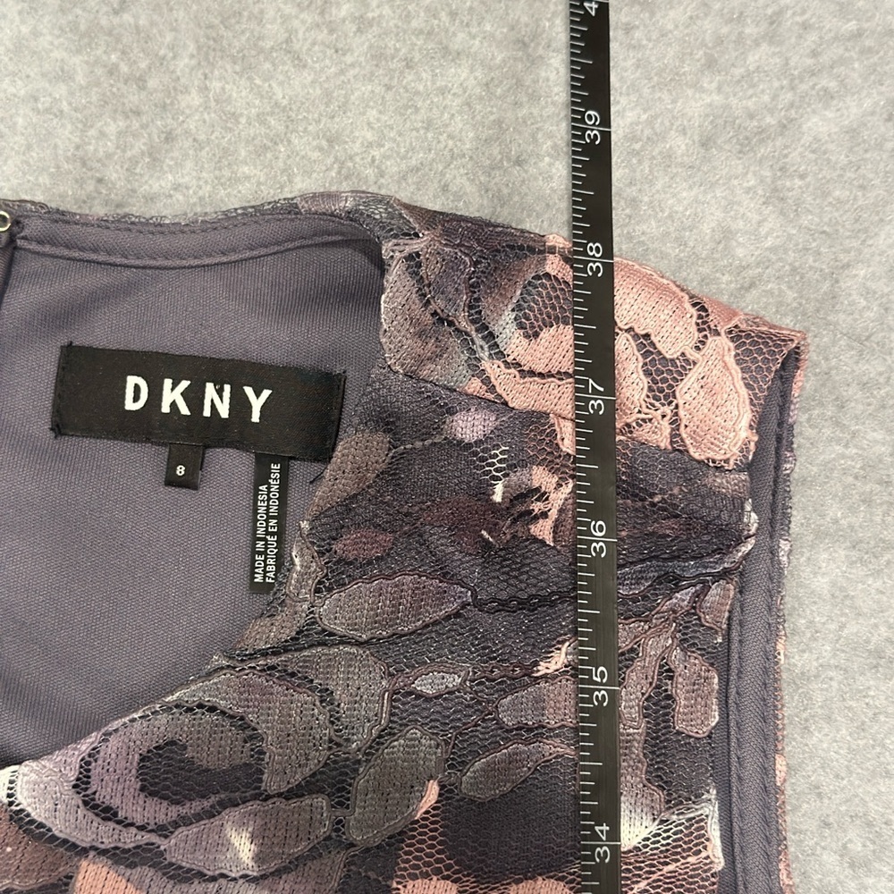 DKNY Pink & Gray Floral Lace Mini Dress - Picture 9 of 10